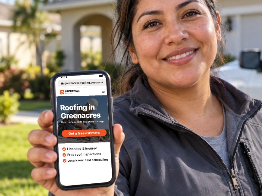 greenacres.roofing.company open in a phone browser